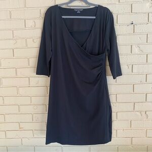 Soft Surroundings Black Faux Wrap Dress 3/4 Sleeve XL Petite